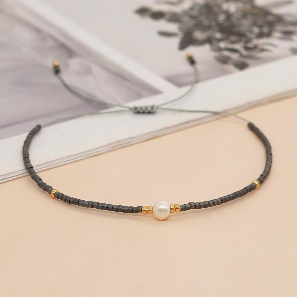 Retro Colorful Seed Bead & Faux Pearl Adjustable Bracelet - Trendy Hand-woven Jewelry for Women