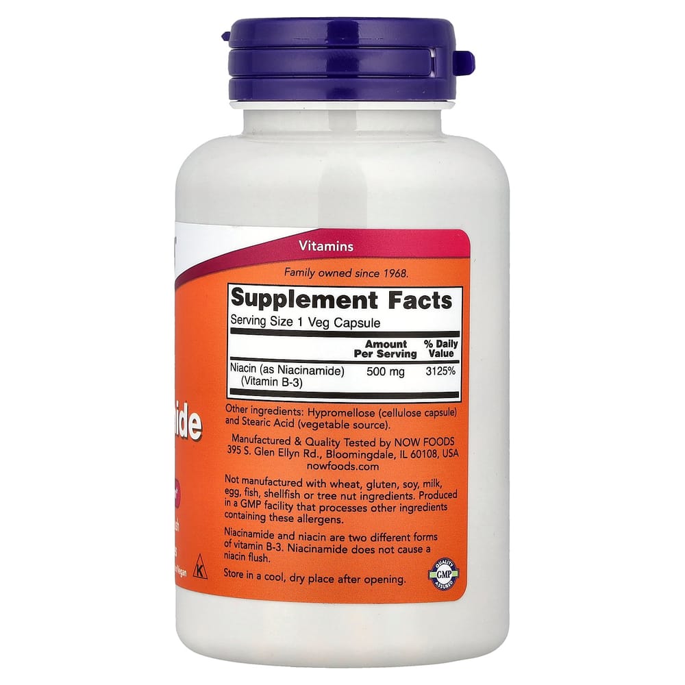 Now Foods Niacinamide 500mg Veg Capsules, 100 Count
