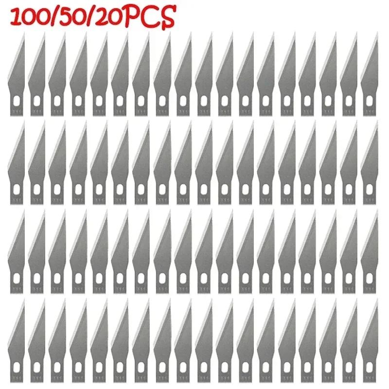 Engraving Knife Blades Metal Scalpel Knife 100/50/20Pcs Wood Carving Knife Blade Replacement Surgical Sculpture Cutting Tools