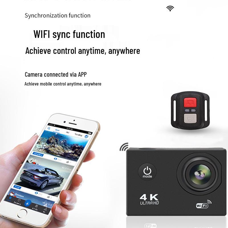HD Mini Waterproof Sports Camera with WIFI, Remote Control, Video Recording & Anti-shake for Cycling