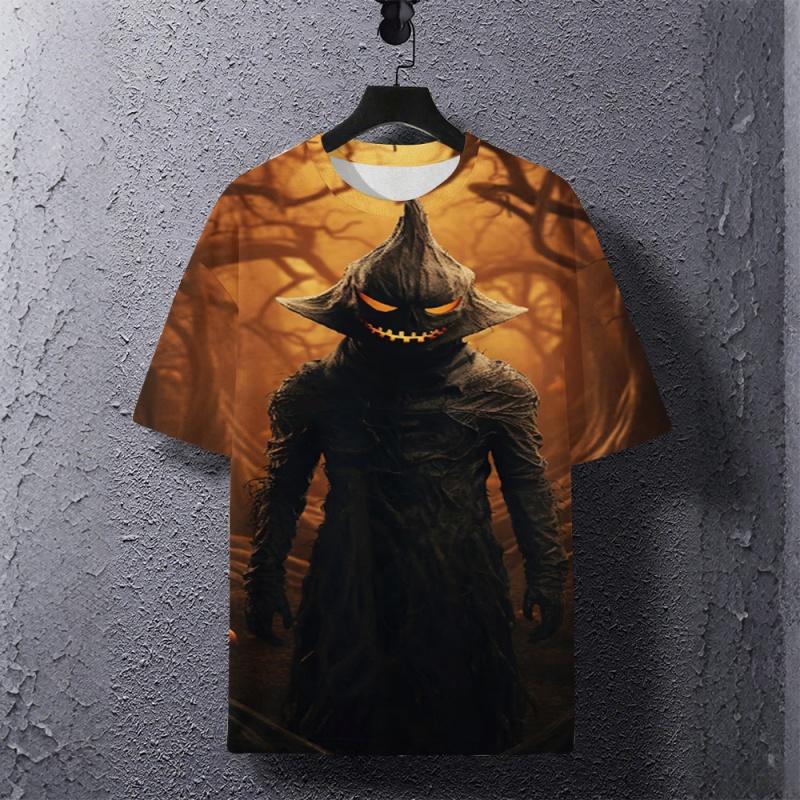 

Cool Pumpkin Pattern T Shirt For Men Halloween Girl 3D Printed Short Sleeve Tees Summer Street Loose Tops Round Neck T-Shirts XXS