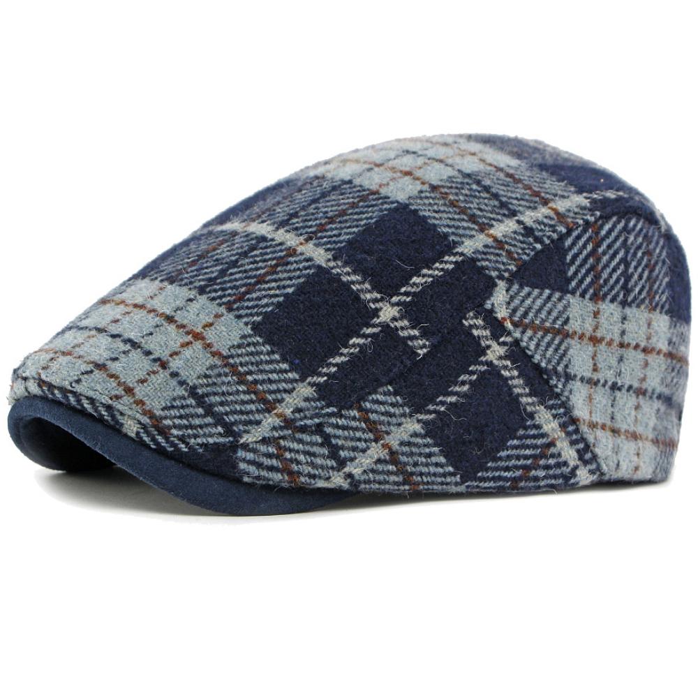 HT4903 Beret Cap New Autumn Winter Wool Beret Hat Women Plaid Artist Painter Hat Male Female Ivy Flat Cap Adjustable Mens Berets