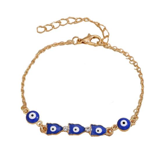 Evil Eye Bracelet Hand of Fatima Women Bracelet Adjustable Chain Blue Evil Eye