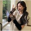 Imitation Wool Knitted Gloves For Women Winter Warm Arm Sleeves Touch Screen Mittens Separate Fingers Color Blocking Arm Cover