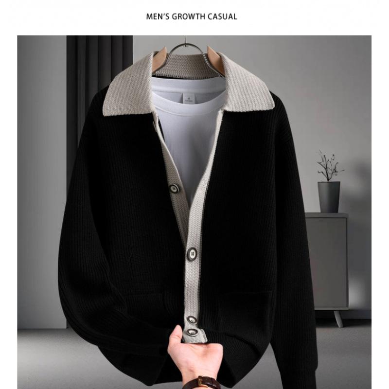 

Мужской повседневный вязаный кардиган-пальто с цветными блоками для осени Large