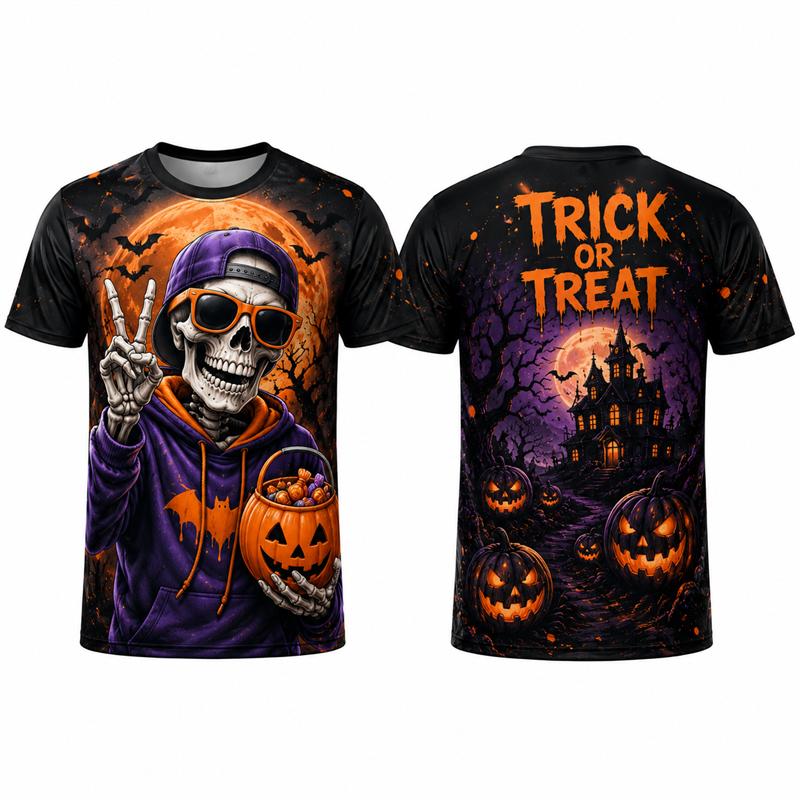 Halloween Pumpkin Graphic T-shirt Men 3D Print Short Sleeve Funny T-shirt Fashionable Comfortable Loose Casual Versatile Sports T-shirt