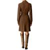 Women's Fashion Retro Shirt Dress Single-breasted Lapel Long Sleeve Mid-length Belt Pocket Solid Color Dress