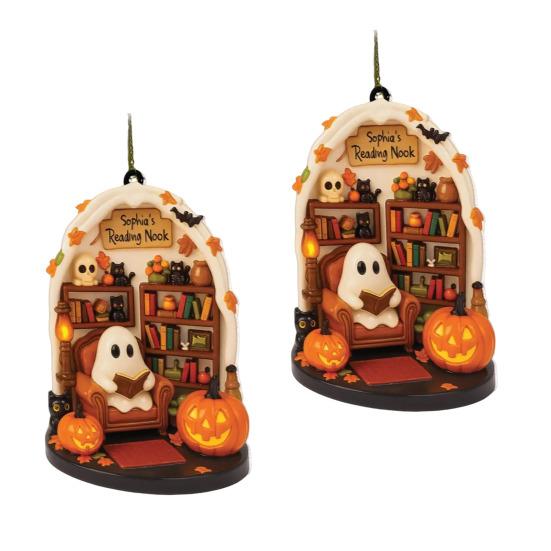 1 Pair Halloween Spooky Ornament Hanging Pendant Durable Construction Cartoon Ghost Design Versatile Home Decoration