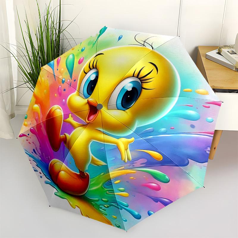 

1pc Tweety Bird Umbrella - Automatic Open Compact Travel Umbrella with 38-Rib Durable Frame yy251021081