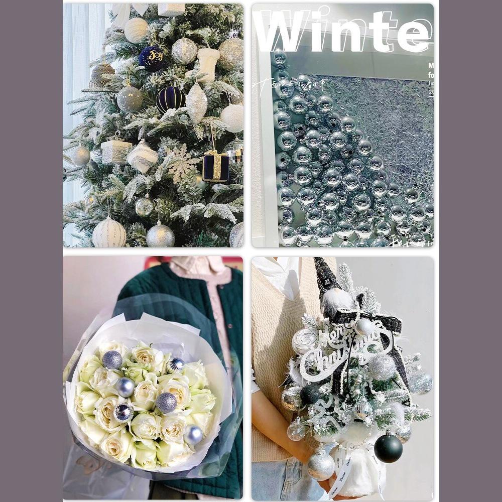 Silver Glitter Christmas Hanging Ornaments: Shiny Plastic Balls 6-30CM for Festive Decorations