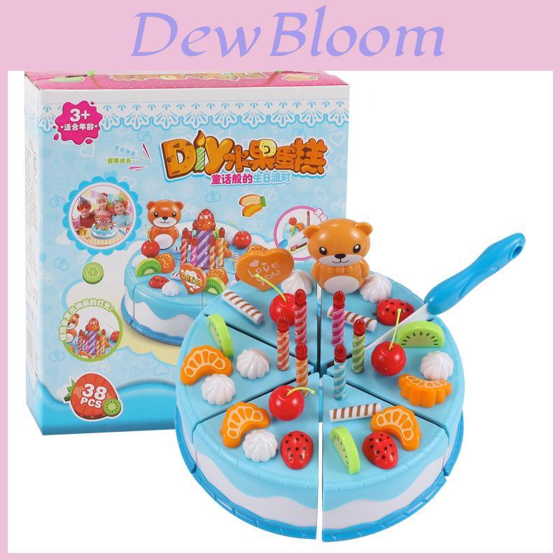 Cartoon Style Cake Food Kitchen Plastic Kettle Cookies Toys For Kids Birthday 37pcs Gift Set