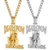 Hip Hop DEATHROW RECORDS Prisoner Necklace Rhinestones Pendant Accessories For Man Woman Lced Out Jewelry