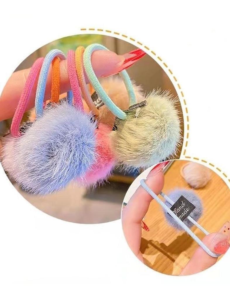 GFun Hair Accessories, Fluffy Pompon Hair Ties for Kids, Small, Set of 2, Light Pink, Hair Ornaments, Hair Arrangements, Perfect for Recitals,