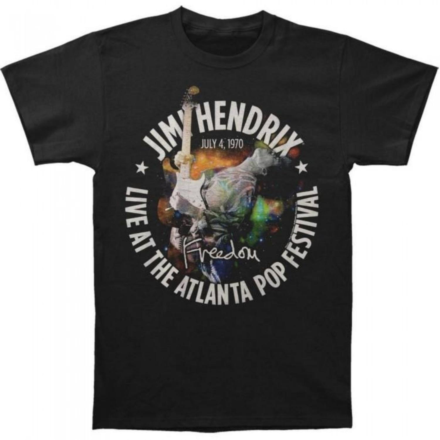 Jimi Hendrix Unisex Adult Atlanta Pop Festival 1970 T-Shirt S чёрный