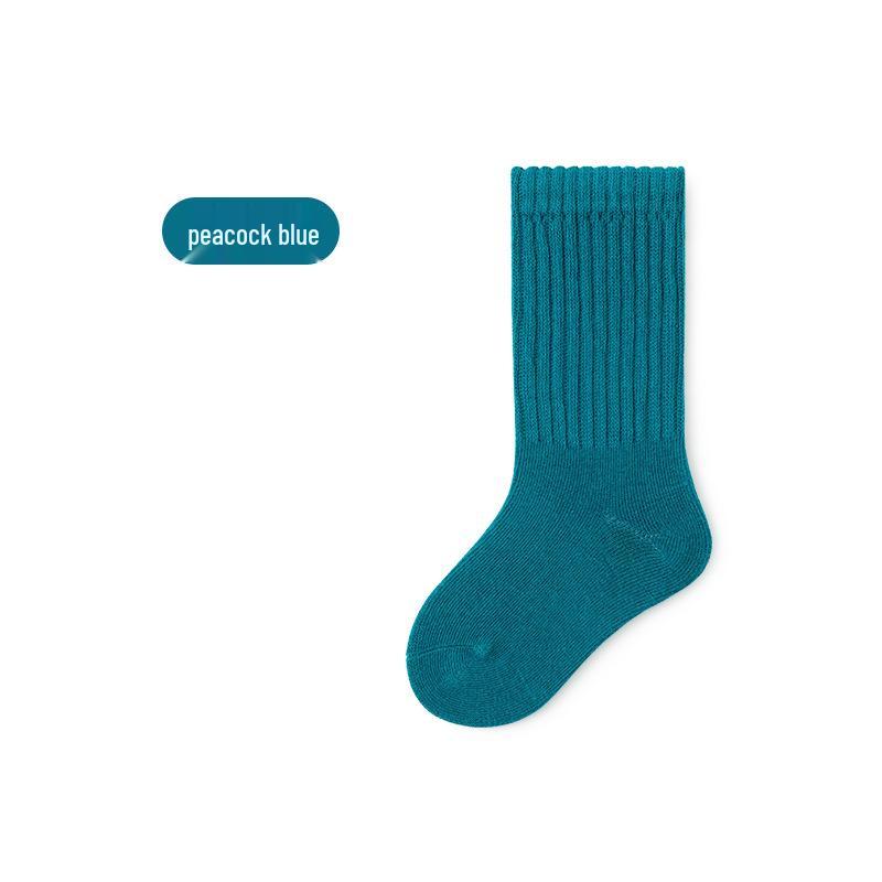 Children's Mid-Calf Cotton Socks for Boys and Girls - Spring/Autumn Style, Loose-Top Princess Design, Infant & Student Sports Socks.