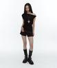 ROUGHNECK Twist Strap Shirring Top Black