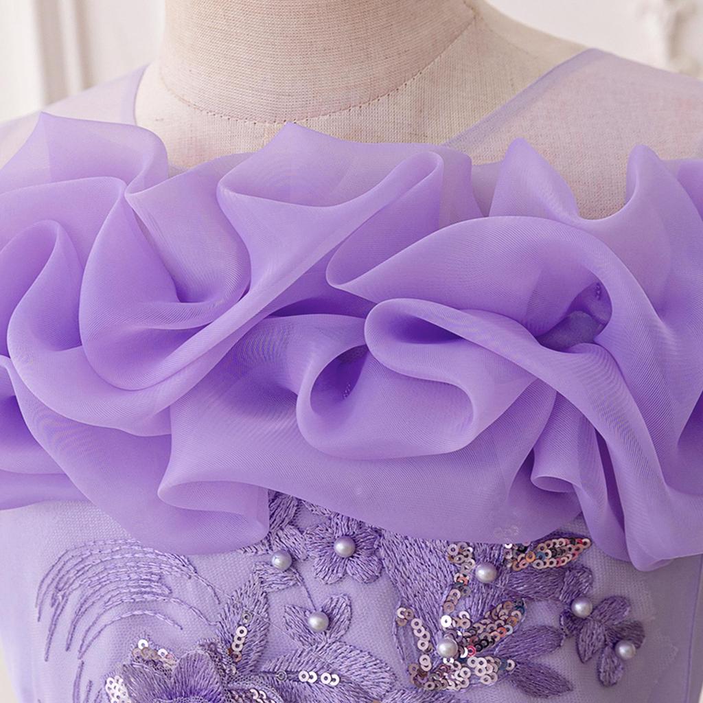 Sequin Princess Train Dress for Girls - Puffy Tulle Wedding and Evening Performance Dress