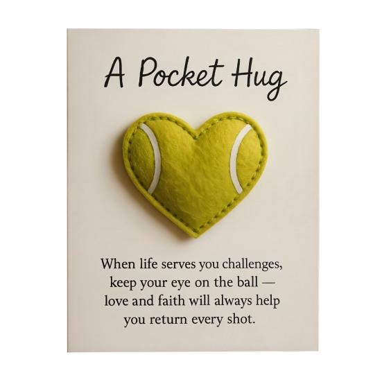 Love Heart Ball Pocket Hug with Positive Card Emotional Support Heart Shaped Ball Pocket Token Athletes Sports Fans Collectible Encouragement Gift