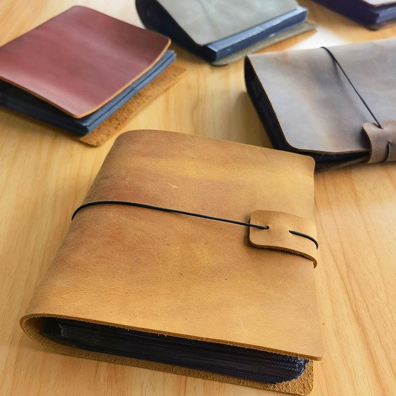 Винтажный фотоальбом из натуральной кожи, 4 размера, небольшой фотоальбом со вставкой, памятный альбом, альбом для хранения чеков. 3A