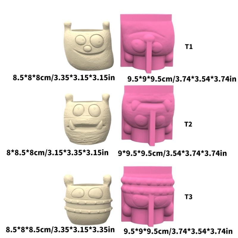 Multifunctional Silicone Planter Mold Monsters Shape Vase Molds Suitable for Flower Pots Epoxy Resin and Cement Casting