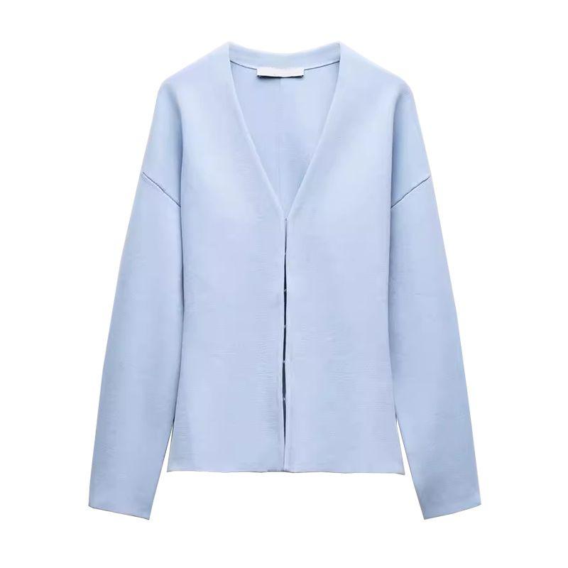 Spring New Commute Style V Neck Loose Sleeves Knitting Outwear 5536160 Texture Mini Skirt 5536161