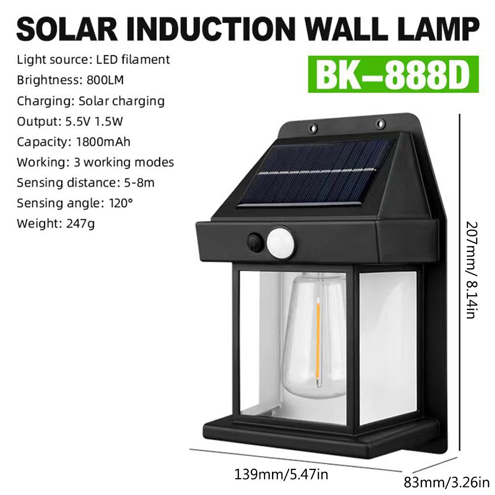 Outdoor Solar Lantern Body Sensing Solar Wall Light IP65 Waterproof Solar Lawn Light Last Up To 8H Tungsten for Garden Yard Park