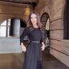 2024 Autumn Women's Solid Color High-end Long Sleeve Maxi Dress