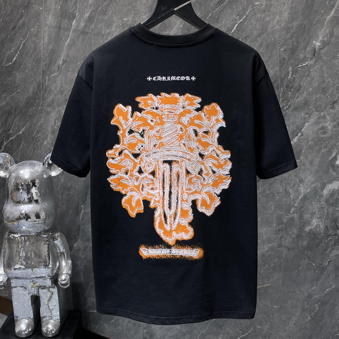 

GZ-8935 CHROME HEARTS 2025 Літо Нова Високоякісна Бавовняна Футболка з Круглим Вирізом Вільного Великого Розміру для Чоловіків та Жінок Парна Футболка M чорний