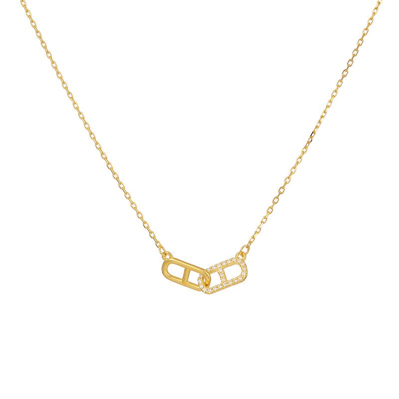 Banyan Tree S925 Silver Pig Nose Necklace: Gold-Plated, Micro Diamond, Fashionable Clavicle Chain for Women.