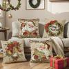 1pc Christmas Cushion Cover Wreath Santa Claus Washable Cover 2025 New for Home Ornament Xmas New Year Christmas Decoration