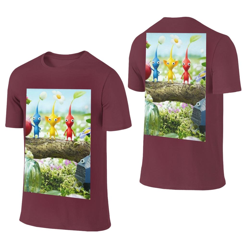100 Cotton Pikmin TShirt Unisexs Double Sided T Shirt Unisex ONeck Summer Shirts Tops S6XL