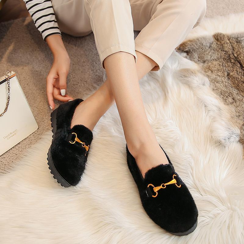 Mao Mao Shoes Women's Winter Wear 2025 Mink Hair Doudou Shoes Thick-soled Velvet Thermal Cotton Shoes Large Size Velvet Thicker