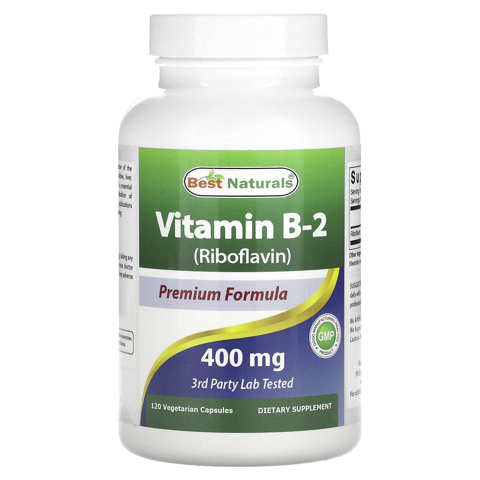 

Vitamin B2 (Riboflavin), 400Mg, 120 Veggie Capsules