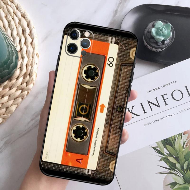 Cassette Tape Phone Case For iPhone 16 Pro 11 12 13 14 15 Pro Max Mini XS X XR 7 8 16 Plus Cover Coque