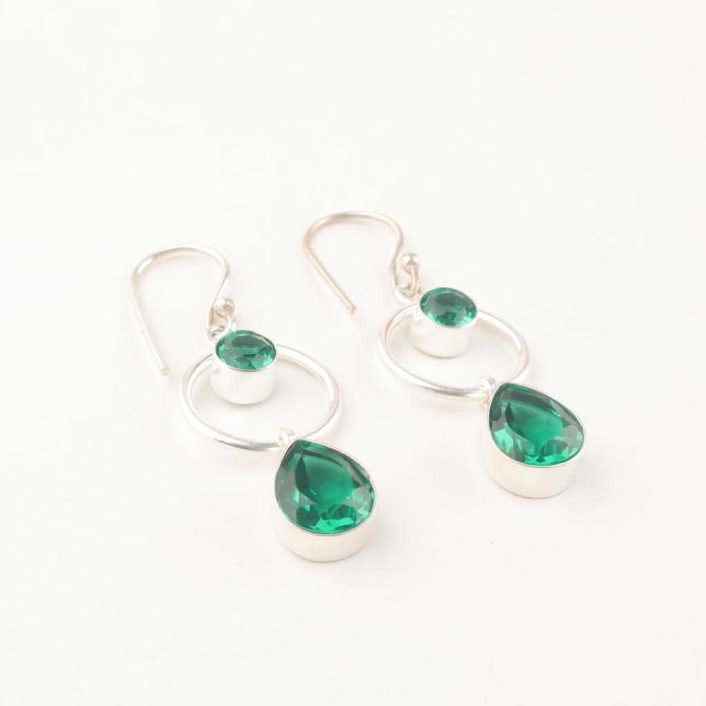 Chrome Diopside Gemstone 925 Sterling Silver Jewelry Handmade Drop Earrings 2.0" EE-140-3