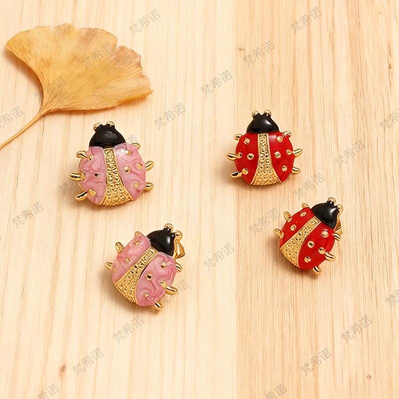High-End Stainless Steel Ladybug Earrings: Fashionable, Versatile European and American Insect Design