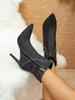 High Heeled Denim Boots for Women in Autumn and Winter, Pointed Pointed Thin Heel Short Tube Fashionable Women's Boots 35-42