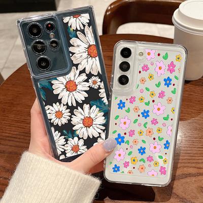Retro Blumenmuster Hülle für Samsung Galaxy S25 S24 S23 S22 Ultra S21 FE A17 A54 A15 A35 A55 A16 A26 A36 A56 5G Funda Bunt