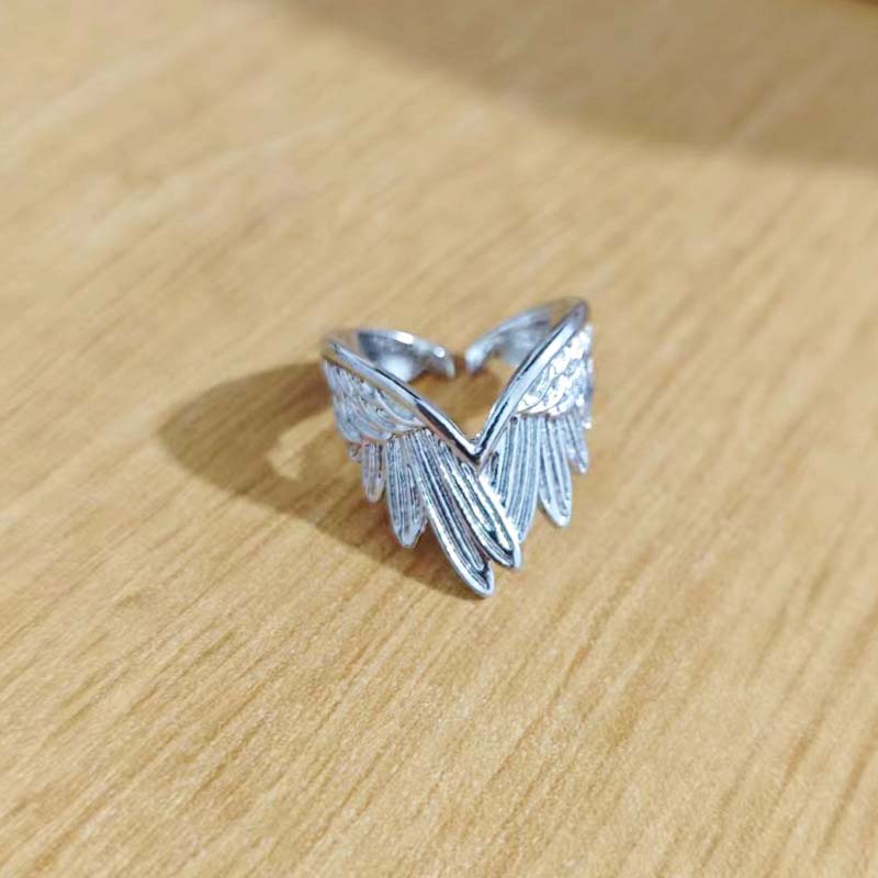 

Vintage Copper Color Angel Wings Ring For Women Girls Punk Gothic Metal Geometric Adjustable Open Ring Zircon Accessories Gift медный