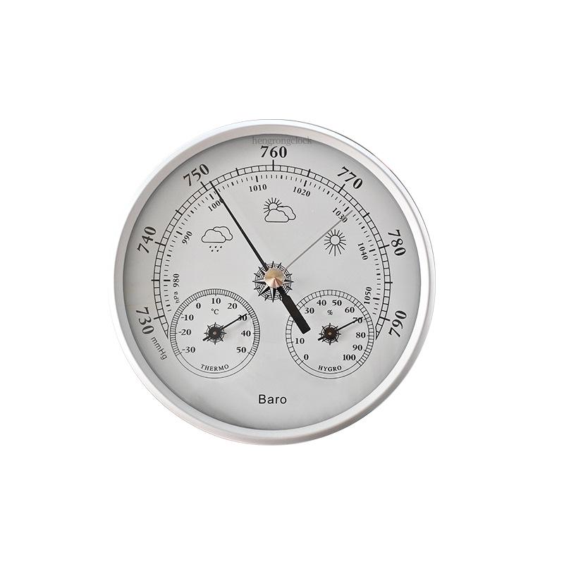 Metal Frame Barometer Clock with Weather Station and Sailing Pressure Gauge