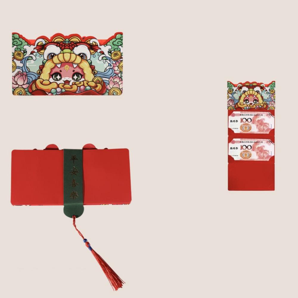 DIY Packing 2025 New Year Packet Cartoon Red Pocket Folding Red Envelope Wedding Birthday