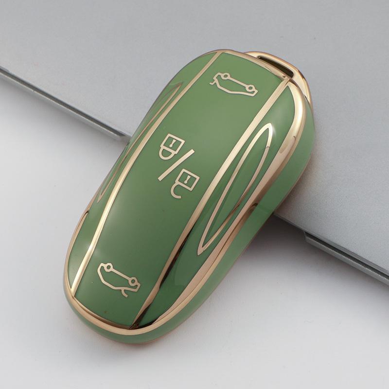Fashionable Gold Edge TPU Key Case for Tesla Model X