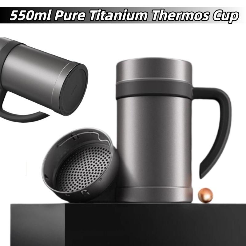 550ml Pure Titanium Thermos Cup with Handle Double Layer Vacuum Flask High Grade Gift Drinkware Tea Mug Business Water Bottle