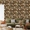 Flowers and Leaves Wallpaper Ochre, Gold and Brown for Living Room and Bedroom 50x1000