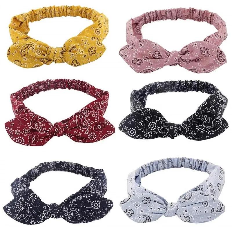 Printed Rabbit Ears Elastic Contour Crossover Hairband Wire Knot Wash Face Headband Elastic Hairband Stretch Headbands for Women