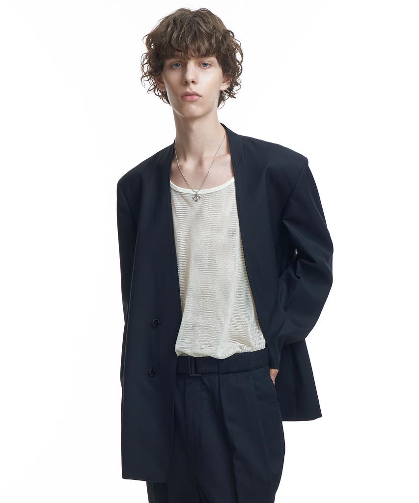 INSILENCE [Insilence X Kkst] Double Pleated Belted Wool Pants Black
