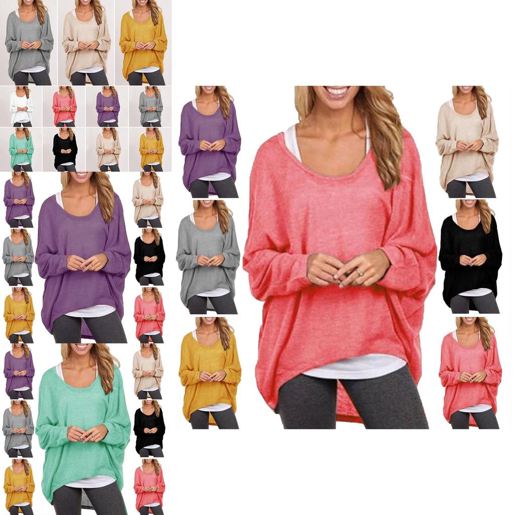 Elegant Women Plus Size Long Sleeve Pullover T-shirt With Loose Baggy Casual Fit