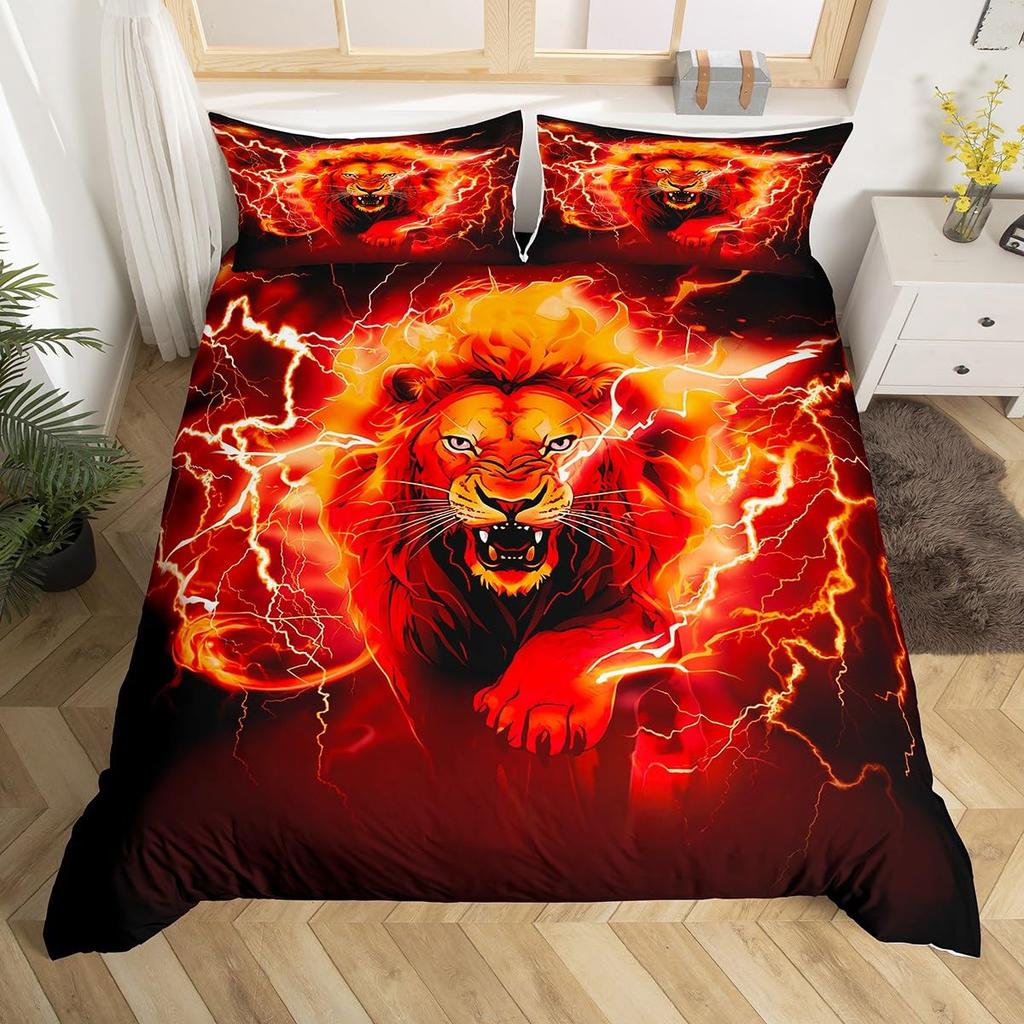 Lightning Duvet Covers for Kids Teens Queen Lightweight Down Quilt Covers Bedroom Decor 2 Pillowcases 1 Duvet Cover No Comforter