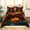 Boxing Sport Duvet Cover King Queen Golden Boxing Gloves Bedding Set Yellow Fire Print Comforter Cover Microfiber Quilt Cover