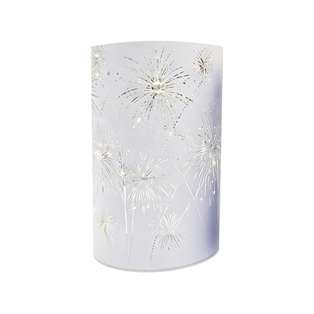 Celebration Lamp - Etched Fireworks Starburst Glass Base With Warm-Colored LED Lights, Flashing Decorative Centerpiece